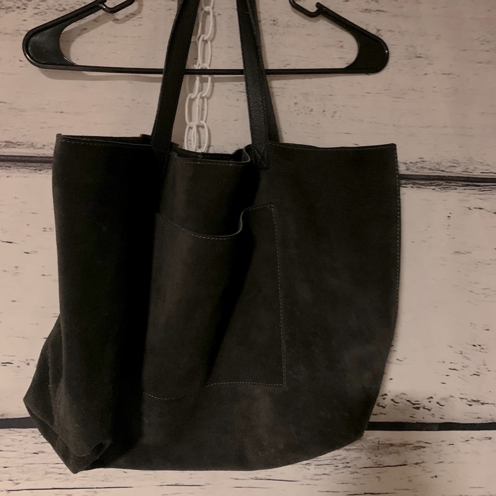 Mark & Graham Black Suede Tote
